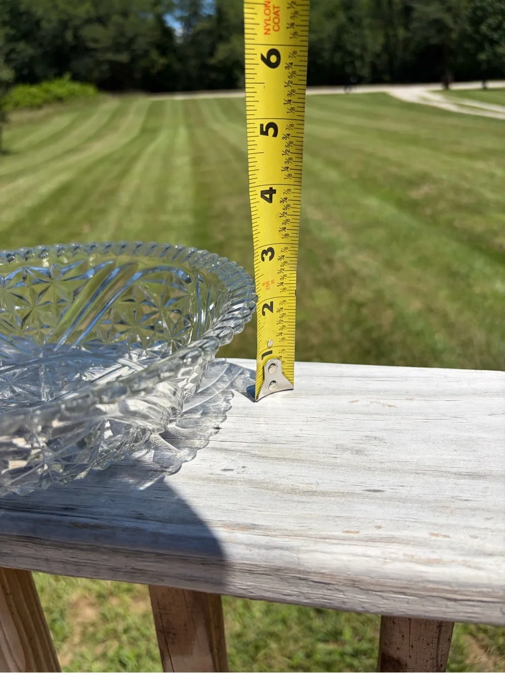 Anchor Hocking Stars And Bars Pattern 8” Clear Glass Salad Bowl Vintage Cottage